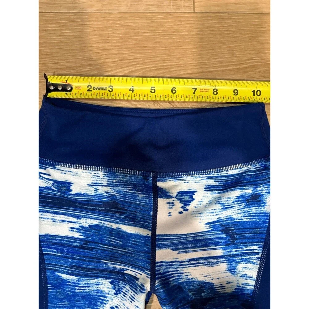 Lot of 2 Zella Girls Leggings Size M (8/10) Blue & Green Abstract Pattern Yoga P